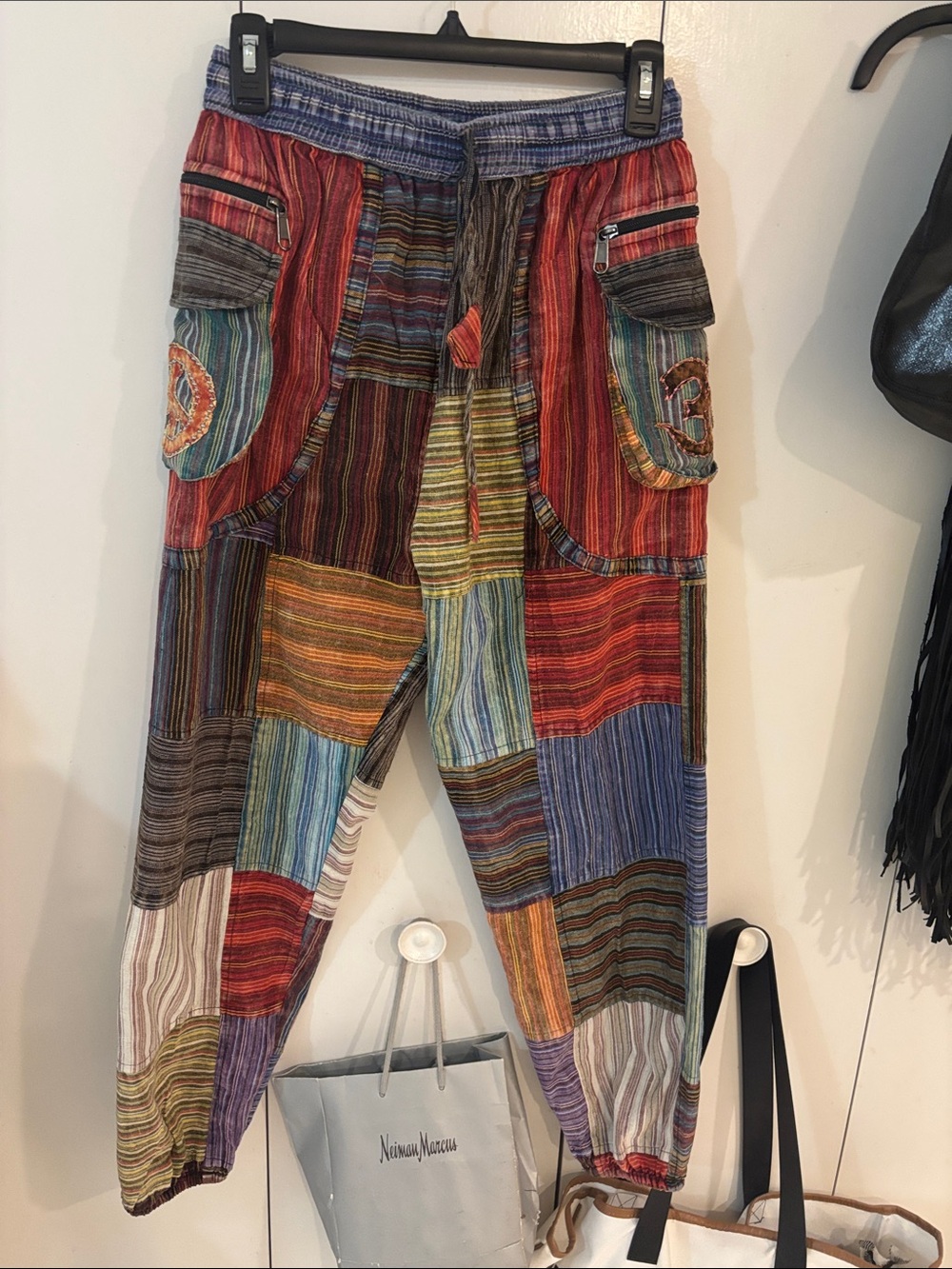 Boho Patchwork Pants in Multicolor,S